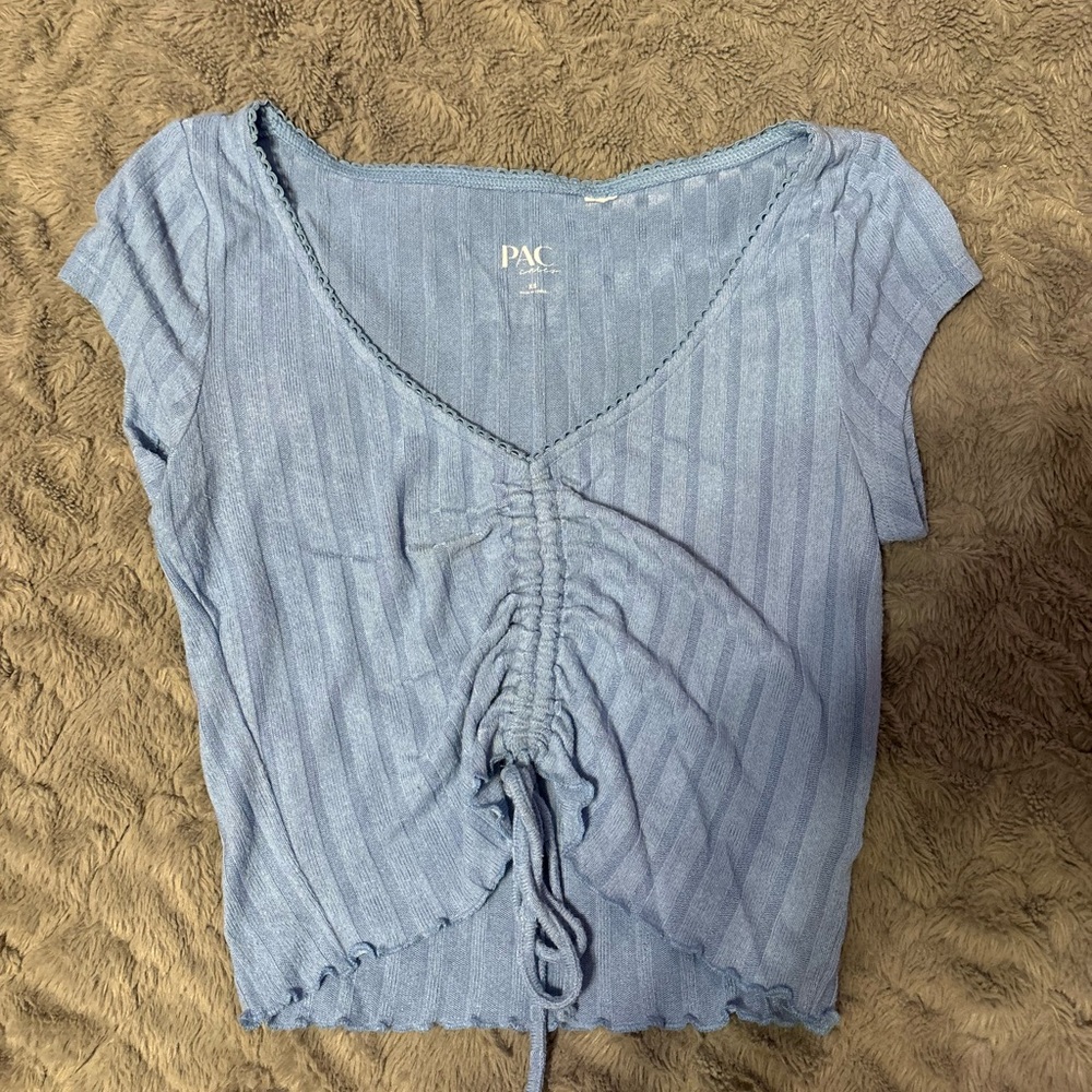 Blue Ruched Women's Top